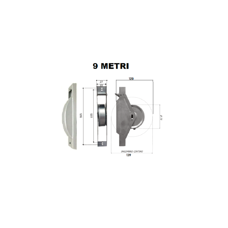 AVVOLGITORE A SEMINCASSO S9 DIAMETRO RUOTA 73MM CON PLACCA ALLUMINIO